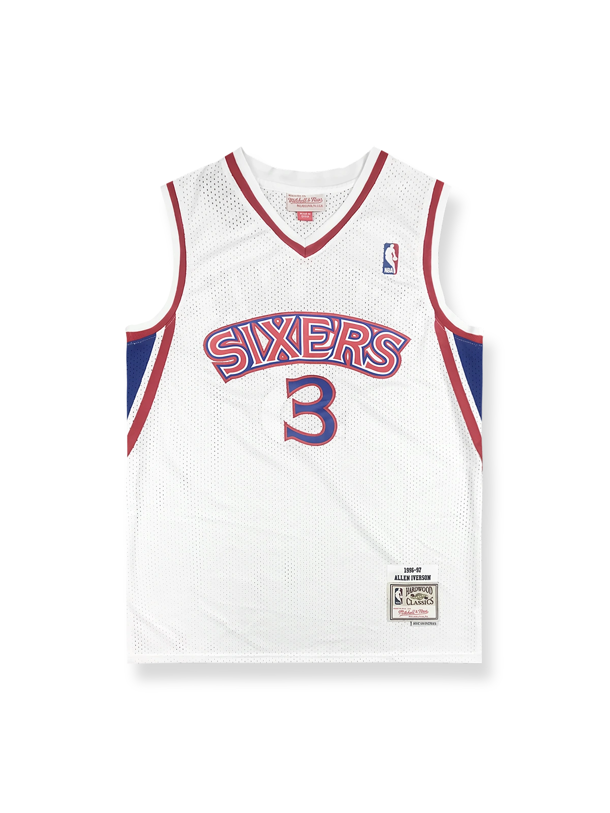 1996-97年 フィラデルフィア・セブンティシクサーズ ホーム ユニフォーム アレン・アイバーソン 3番、ヴィンテージバスケットボールシャツ