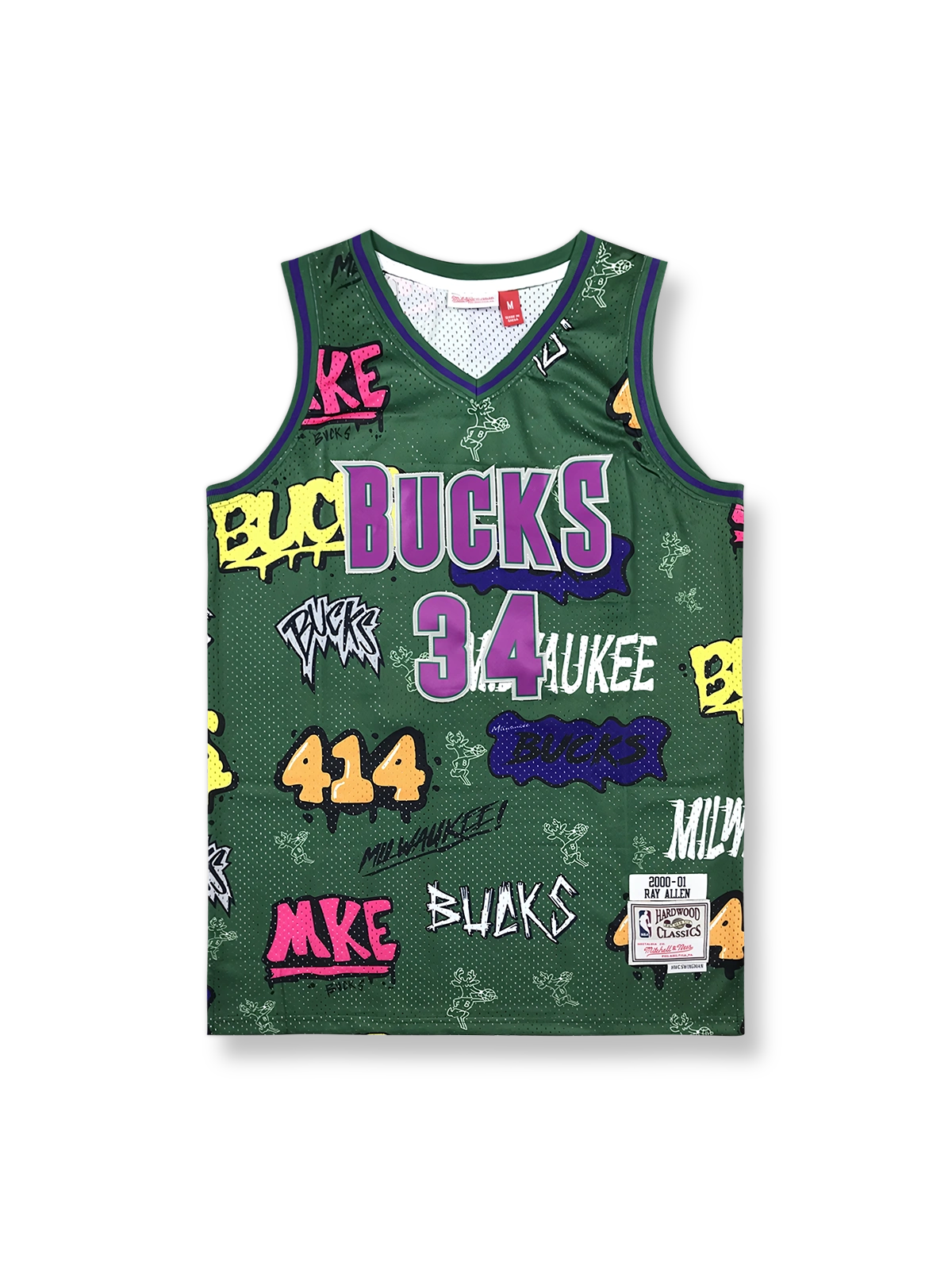 2000-01年 ミルウォーキー・バックス アレン 34番 グラフィティエディション ジャージ