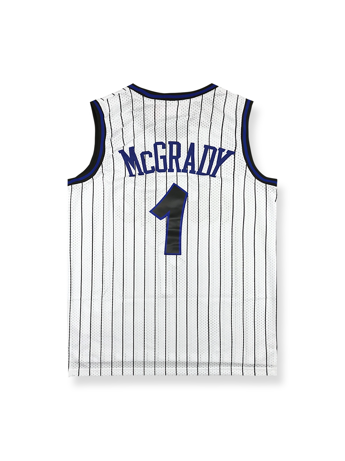 2000-01年 オーランド・マジック ホームユニフォーム トレイシー・マグレディ 1番、ピンストライプデザインのバスケットボールジャージ