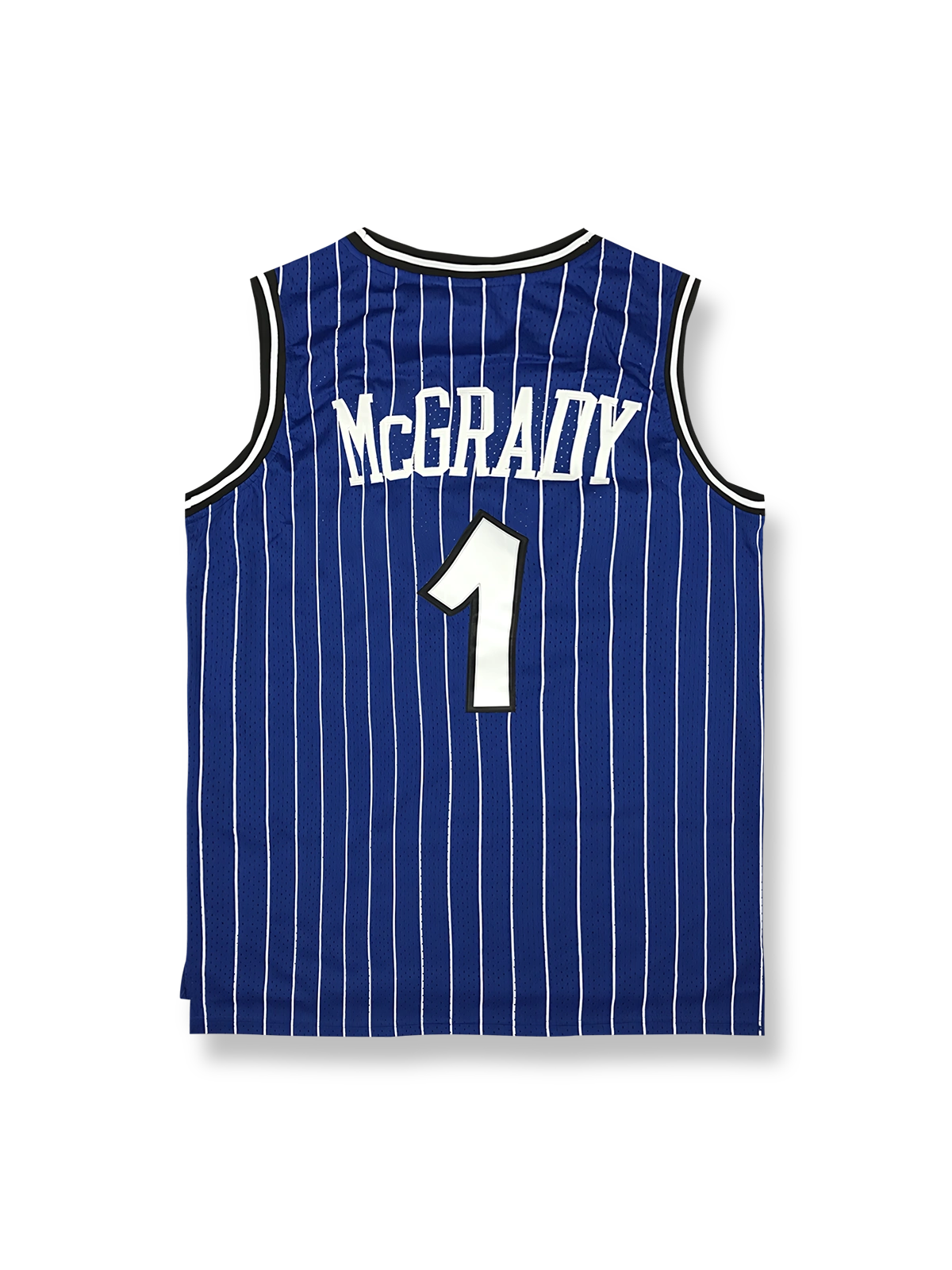 2000-01年 オーランド・マジック ホームユニフォーム トレイシー・マグレディ 1番、ピンストライプデザインのバスケットボールジャージ