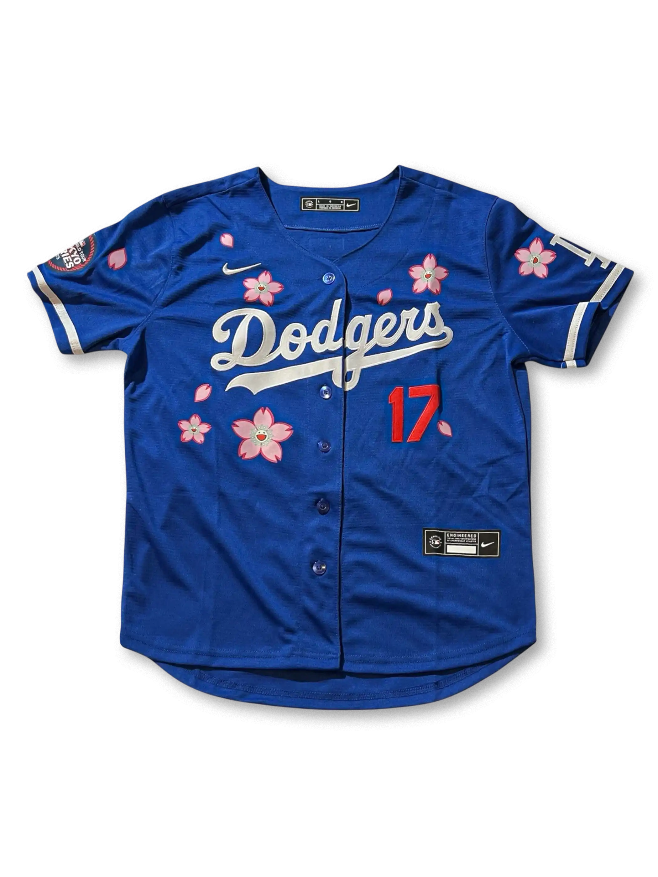 2025年 ロサンゼルス・ドジャース 東京シリーズ 桜ホワイトエディションユニフォーム 村上隆コラボ 大谷翔平 17番 表面デザイン