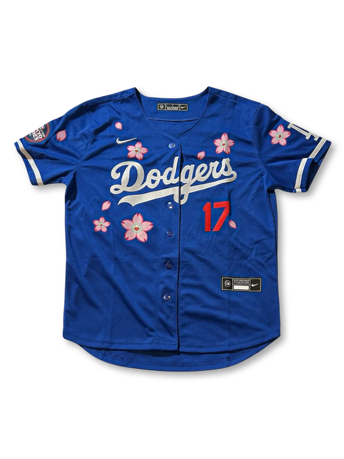 2025年 ロサンゼルス・ドジャース 東京シリーズ 桜ホワイトエディションユニフォーム 村上隆コラボ 大谷翔平 17番 表面デザイン