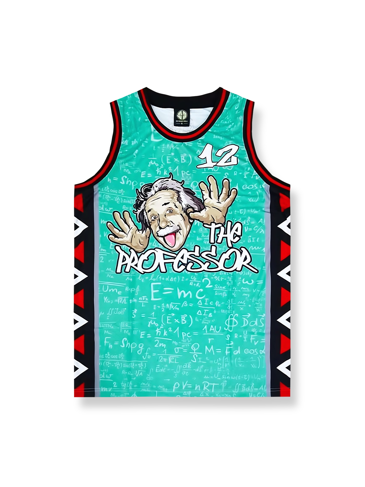 アインシュタインイラストプリントのバスケットボールジャージ、速乾通気スポーツモデル