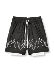 炎シリーズメッシュ速乾バスケットボールショーツ 三分丈