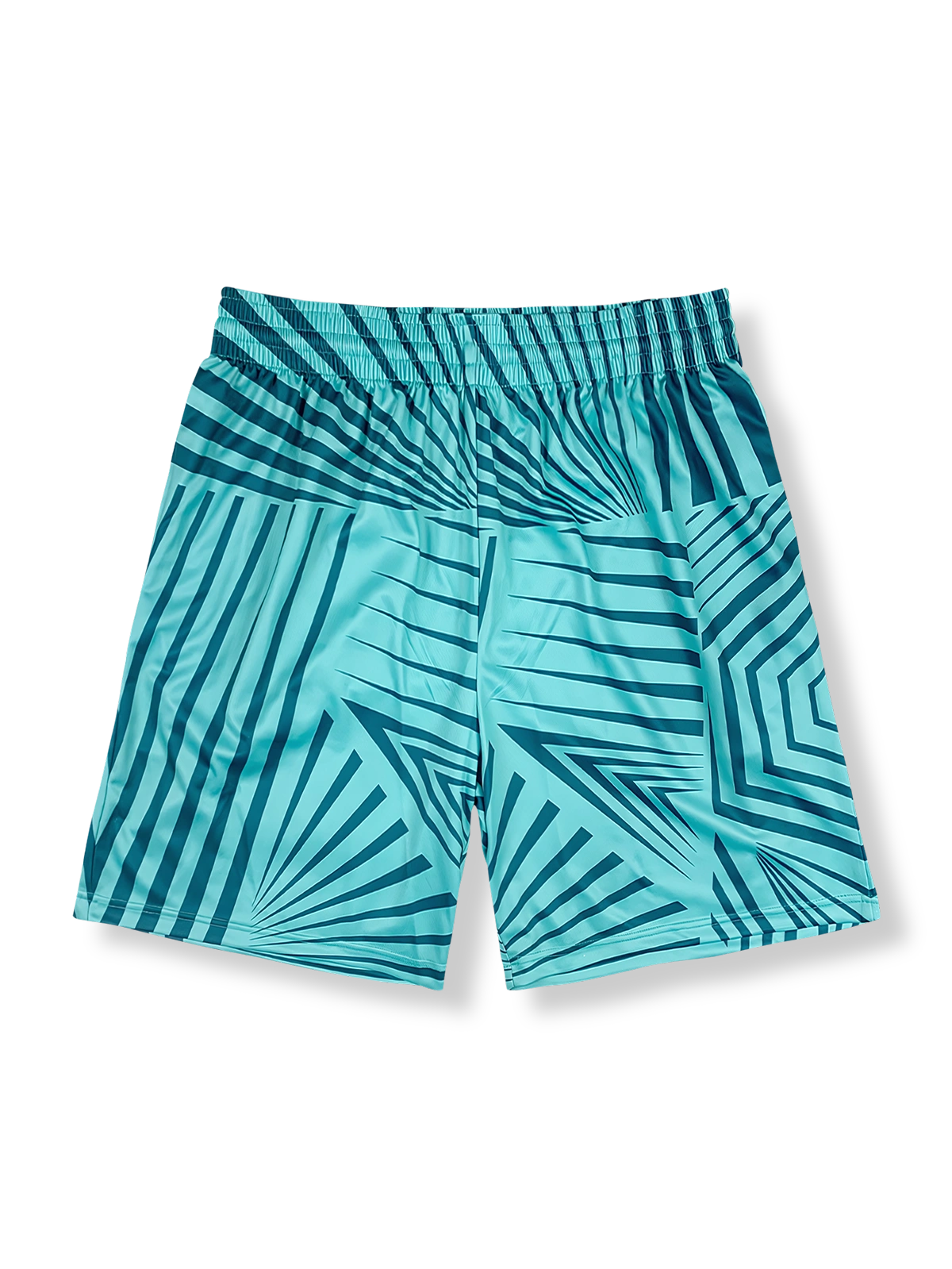 ミントグリーンストライプ柄バスケットボールショーツ 五分丈、速乾通気スポーツモデル