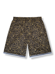 ナンバーグラフィティプリントのバスケットボールショーツ 五分丈、速乾通気スポーツモデル