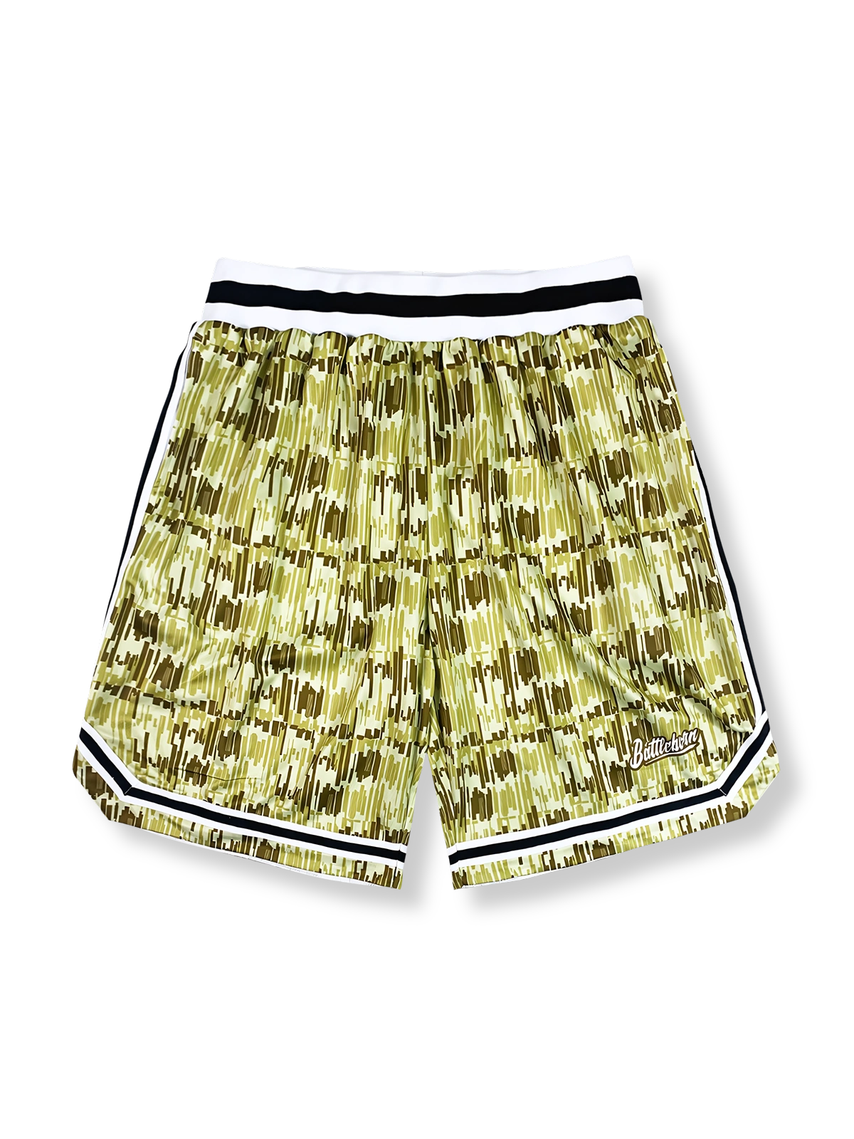 細ストライプ迷彩プリントのバスケットボールショーツ 五分丈、速乾通気スポーツモデル