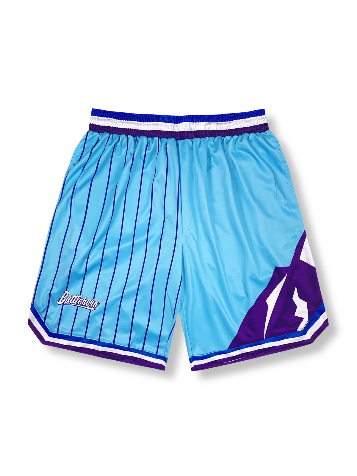 ストライプ切り替え バスケットボールショーツ 五分丈, カラーブロックショーツ