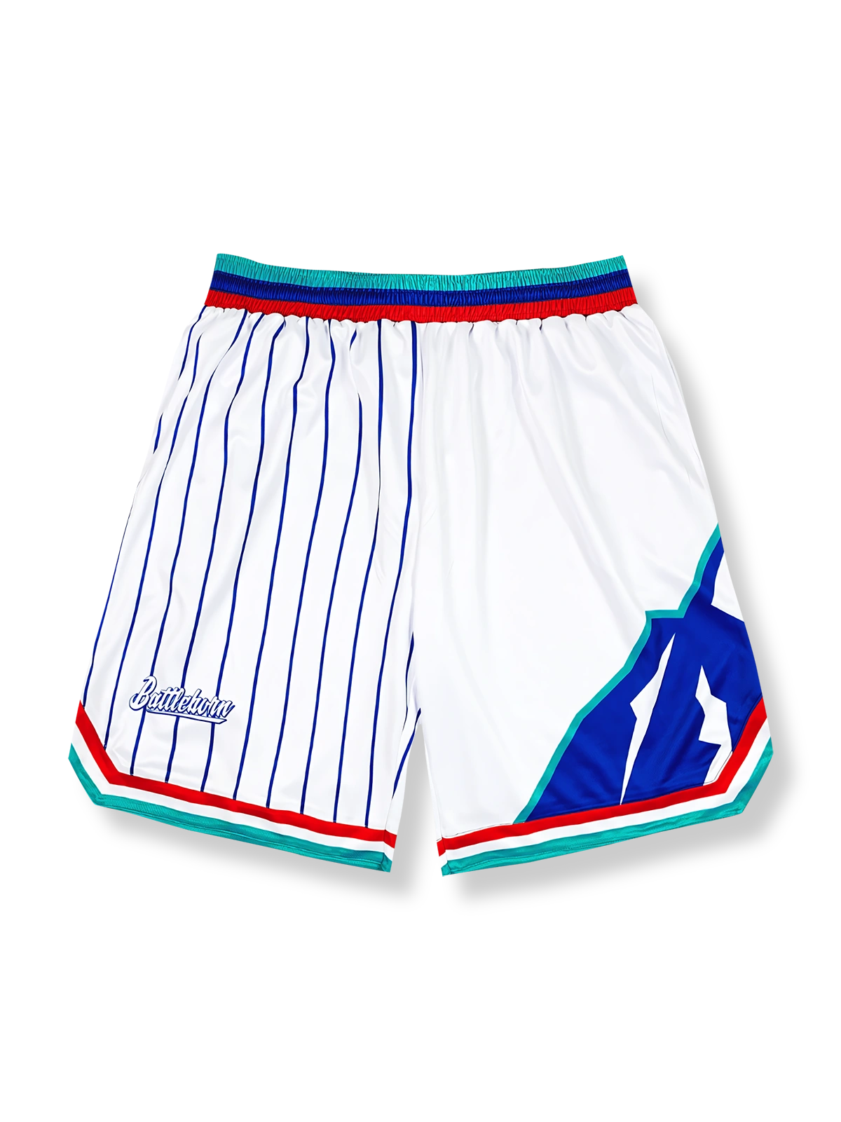 ストライプ切り替え バスケットボールショーツ 五分丈, カラーブロックショーツ