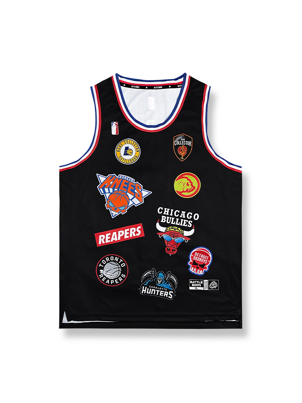 チームエンブレムプリントバスケットボールジャージ