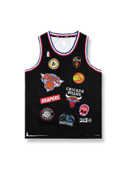 チームエンブレムプリントバスケットボールジャージ